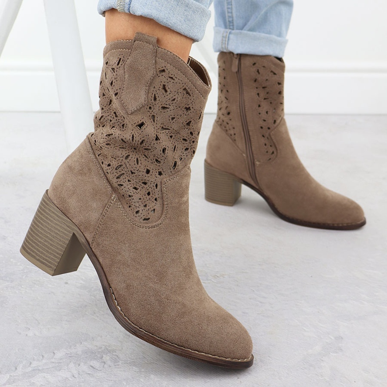 Women's Openwork Boots Brown Suede S.Barski HY51-125 brun 2