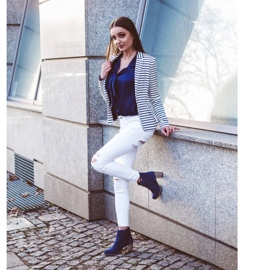 Olivier Sara marinblå högklackade stövlar 5