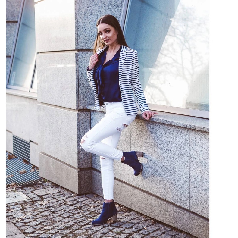 Olivier Sara marinblå högklackade stövlar 5