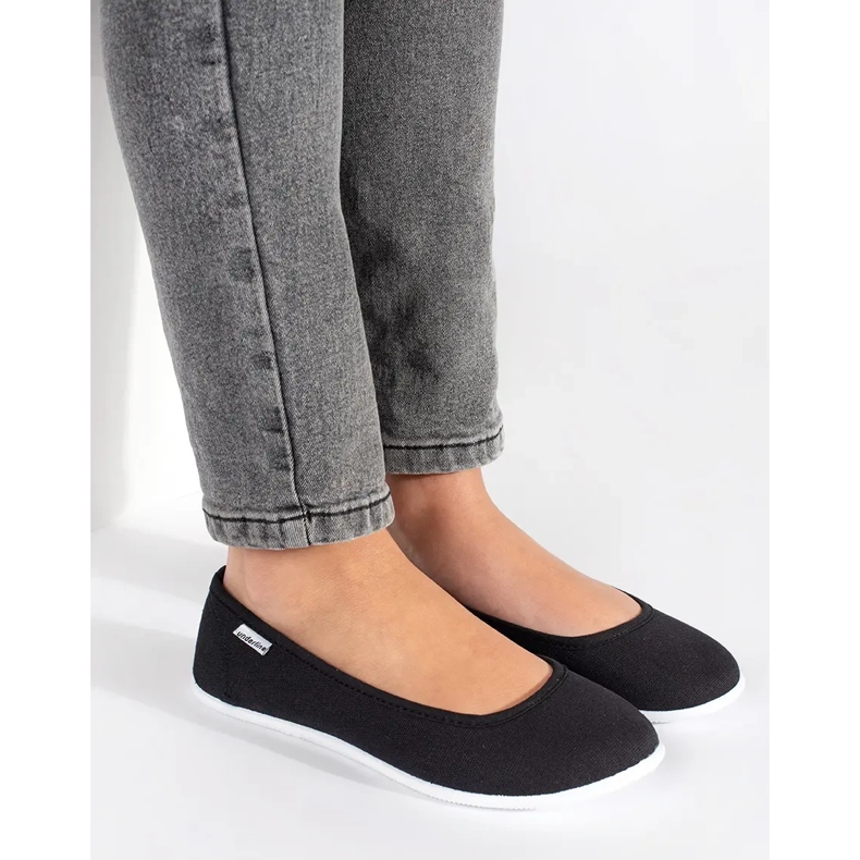 Balettlägenheter i svart tyg för kvinnor 1