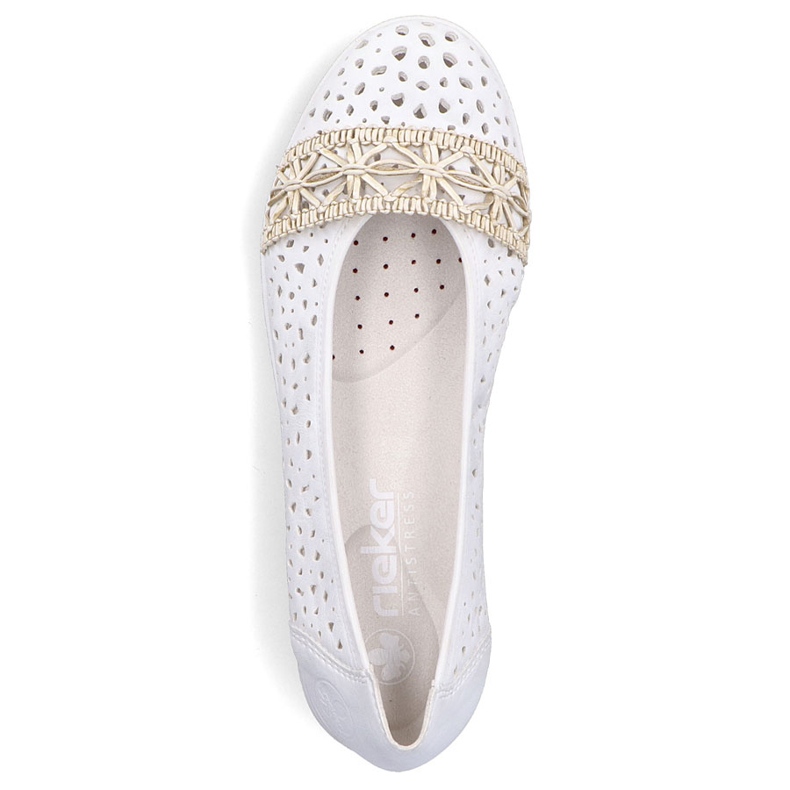 Women's Ballerinas Openwork bekväma vita Rieker L3062-80 1