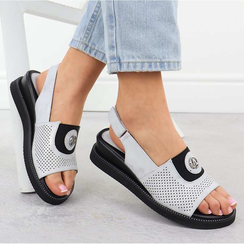 Jezzi Kvinnors sandaler på en plattform med gummisilver Jeszi RMR2267-2 silver- 1