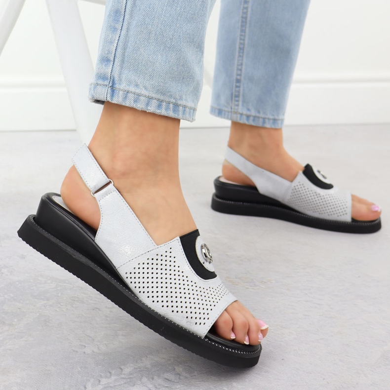 Jezzi Kvinnors sandaler på en plattform med gummisilver Jeszi RMR2267-2 silver- 2