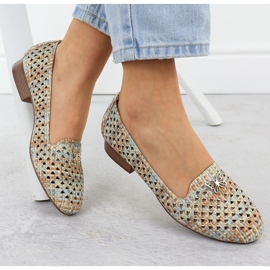 Kvinnors OpenWork-skor med låga klackar Beige M. Daszyński SA222-3 1