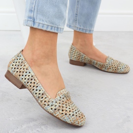 Kvinnors OpenWork-skor med låga klackar Beige M. Daszyński SA222-3 2