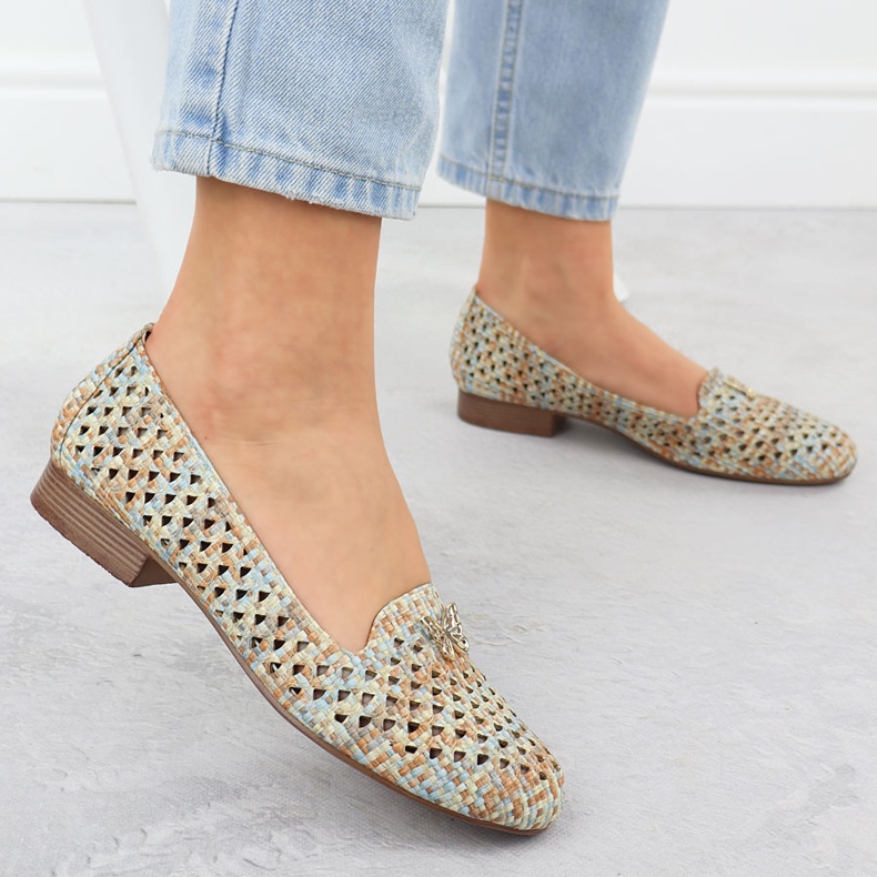 Kvinnors OpenWork-skor med låga klackar Beige M. Daszyński SA222-3 2