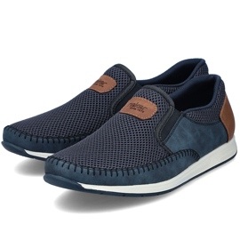 Herrskor Bekväma marin Loafers Rieker 11954-14 blå 2