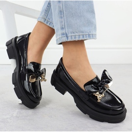 Svart filippo dp610 läder loafers lackerade höga klackar 1