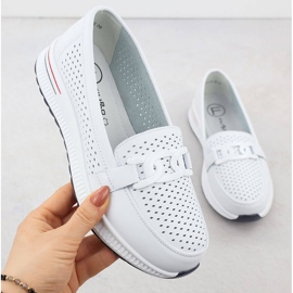 Kvinnors läderskor på Białe Filippo DP4400 OpenWork Platform vit 1