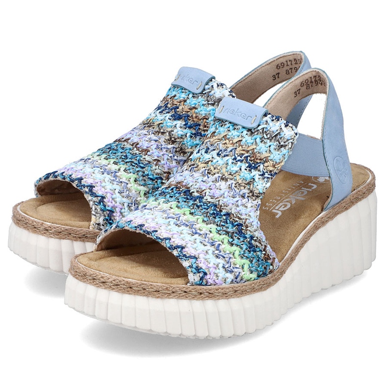 Rieker kvinnors sandaler läder blå insats 1