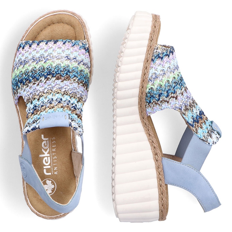 Rieker kvinnors sandaler läder blå insats 2