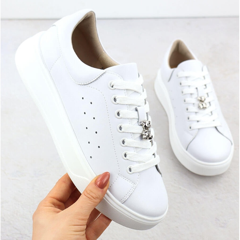 Cambell Kvinnors läderskor med Białe Camell SZ00635 nallebjörn vit 1