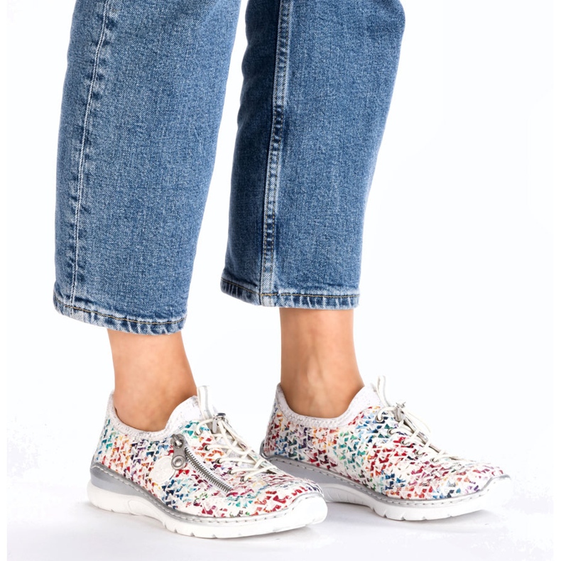 Kvinnors sportskor Openwork White Rieker L3252-90 vit 2