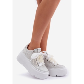 Lädersneakers på Chebello 4658 Silver Platform 1