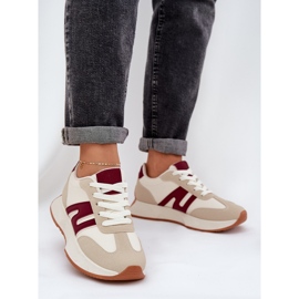 Kvinnors sportskor på beigblå plattform beige 2