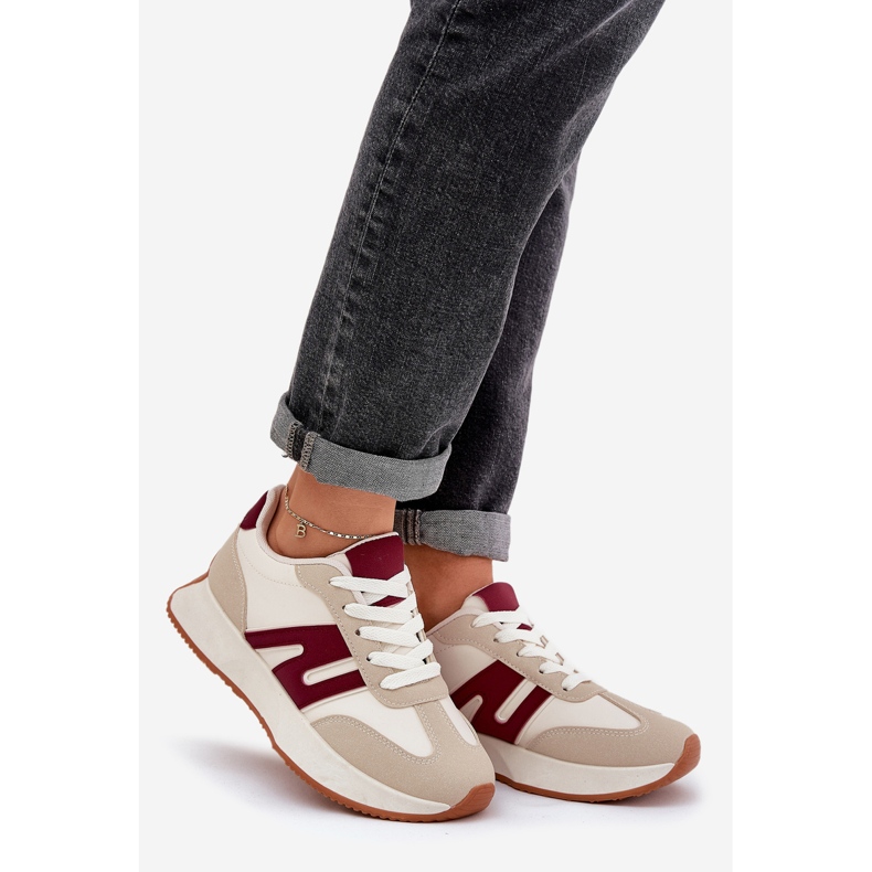 Kvinnors sportskor på beigblå plattform beige 1