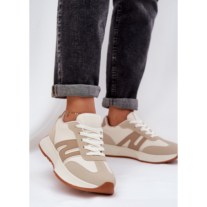 Sportskor för kvinnor på plattformen, Beige 2