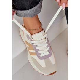 Kvinnors sportskor på multicolor -plattform beige 2