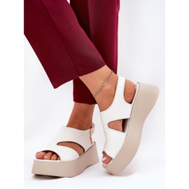 Kvinnors sandaler på plattformen Eco White Leather vit 2