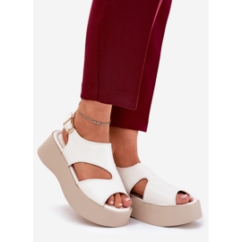Kvinnors sandaler på plattformen Eco White Leather vit 1