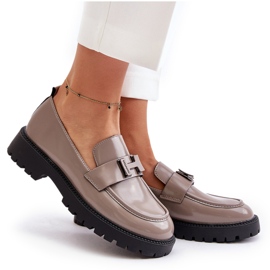 Vinceza lackerade kvinnors loafers 62187 beige-gray 5