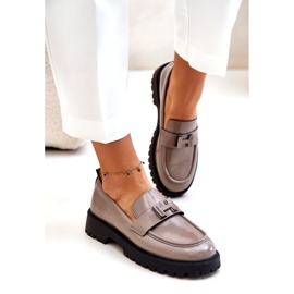 Vinceza lackerade kvinnors loafers 62187 beige-gray 2