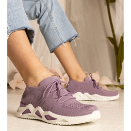 Violetta kvinnors sneakers med en socking -övre purpur 1