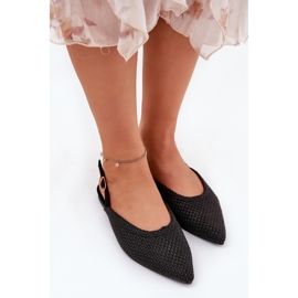 Ballerinas med fläta och spetsiga tår svarta 6