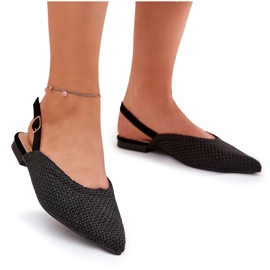 Ballerinas med fläta och spetsiga tår svarta 8