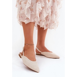 Ballerinas med flätan och spetsiga tår beige 2