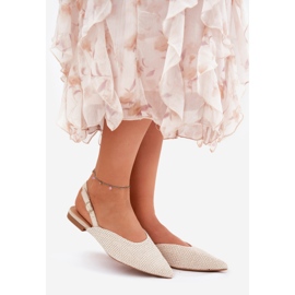 Ballerinas med flätan och spetsiga tår beige 1