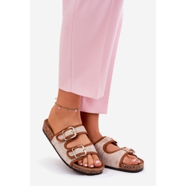 Kvinnors materialflip flops på en korkplattform med kamelspännen brun 1