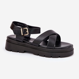 Kvinnors sandaler på plattformen med ekosläder svart 3