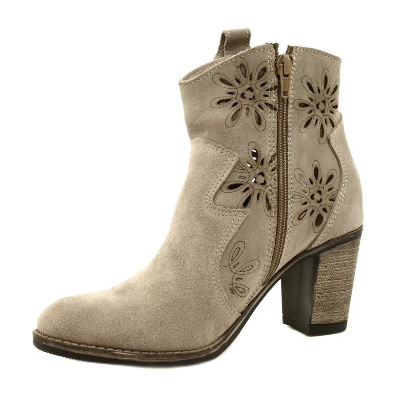 Olivier Openwork kvinnors läderstövlar ljusgrå beige 2