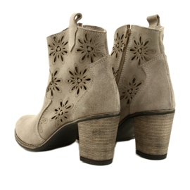 Olivier Openwork kvinnors läderstövlar ljusgrå beige 5