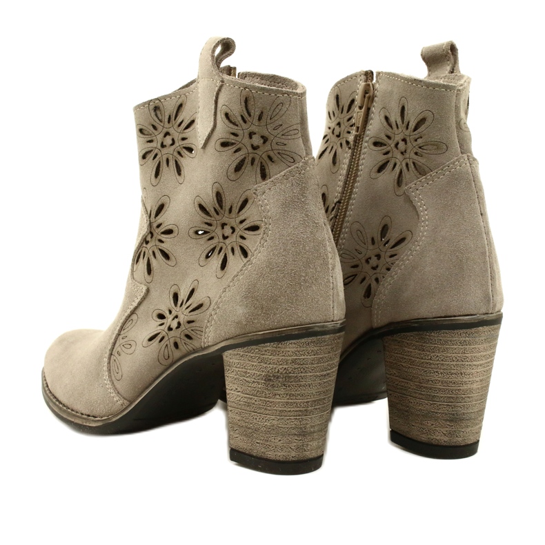 Olivier Openwork kvinnors läderstövlar ljusgrå beige 5