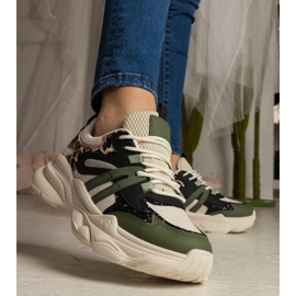 Gröna sneakers kvinnors sport med glitter svart 2