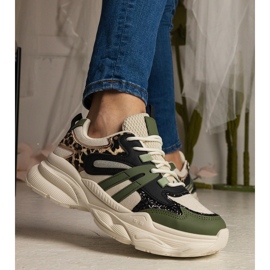 Gröna sneakers kvinnors sport med glitter svart 3