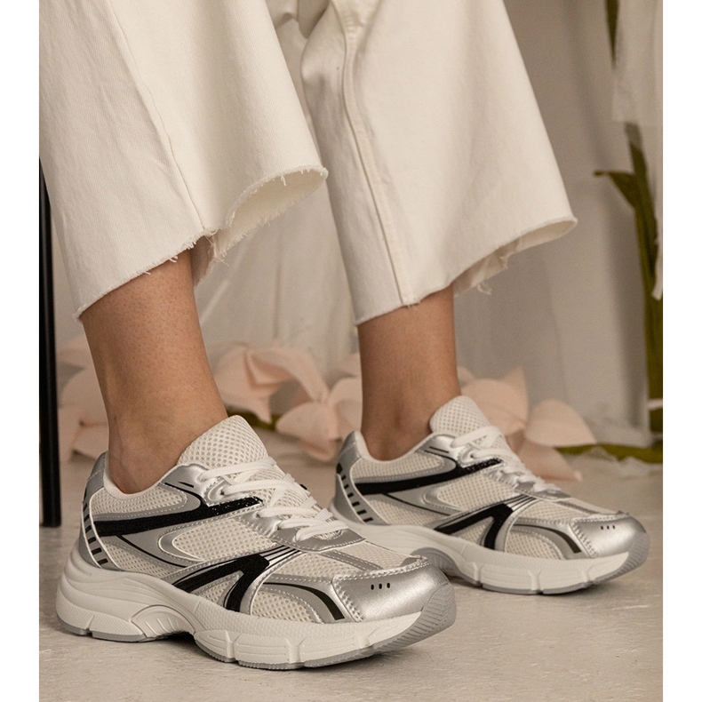 Silver sneakers kvinnors sport med glitter 1