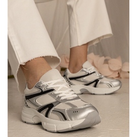 Silver sneakers kvinnors sport med glitter silver- 4
