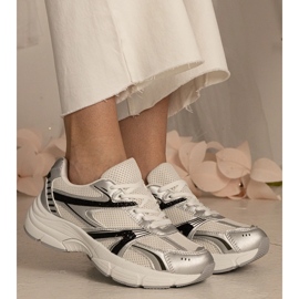 Silver sneakers kvinnors sport med glitter silver- 5