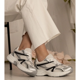 Silver sneakers kvinnors sport med glitter silver- 6