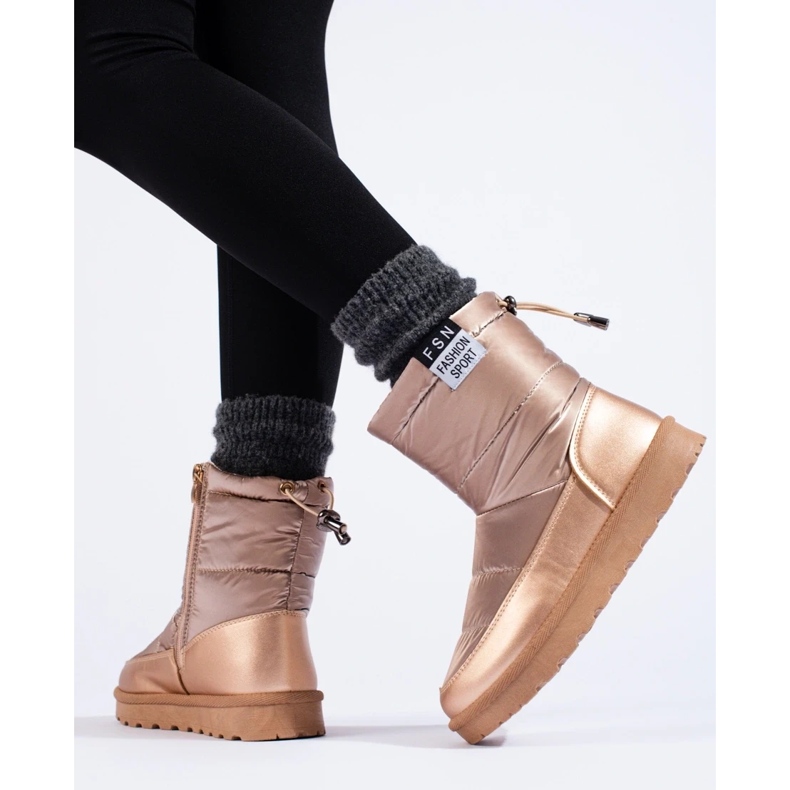 W. Potocki Potocki snöstövlar för kvinnor med låg ovandel, gyllene 1