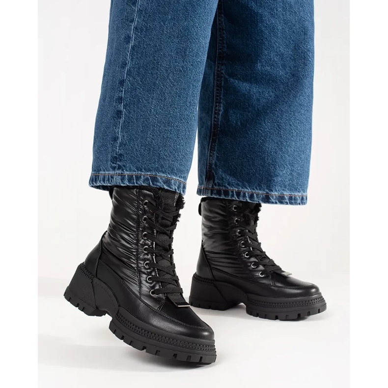 Kvinnors snökängor på plattformen svart 2