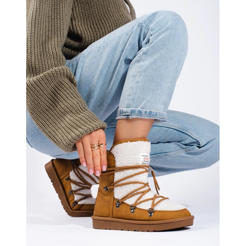 Varma kamelkängor för kvinnor brun 2