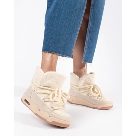 Seastar Beige snökängor för kvinnor med tjock sula 2