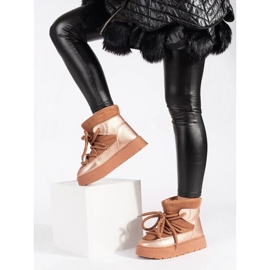 Bruna snöstövlar med snörning för kvinnor med tjock sula 2