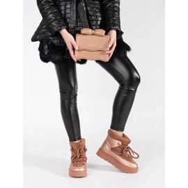 Bruna snöstövlar med snörning för kvinnor med tjock sula 1