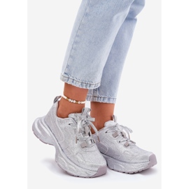 Kvinnors sneakers dekorerade med Silver Zircons 1