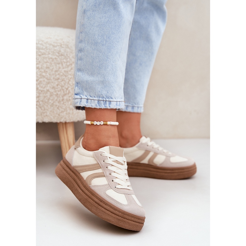 Kvinnors sneakers på plattformen Dark Beige 2